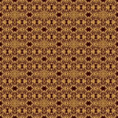 Altın süslemeli klasik tasarım. Soyut, pürüzsüz desenli, kahverengi arkaplanda altın süsler..
