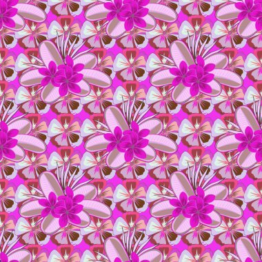 Yumuşak suluboya çiçek deseni - mor, pembe ve morumsu renklerde pürüzsüz desen. Vektör illüstrasyonu.