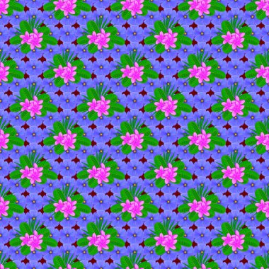 Raster illüstrasyonu. Kırmızı bir zemin üzerinde pürüzsüz çiçek desenleri ve karışık tesisat çiçekleri var..