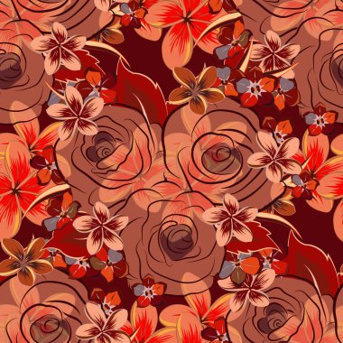 Renksiz çiçek vektör deseni 