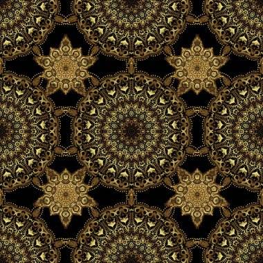 Süs tasarım şablonu. Düğün davetiyeleri, kartvizit, sertifika, logo şablonu için süs çiçekleri. Vektör çemberi altın ızgara ve siyah arkaplan üzerindeki elementler.