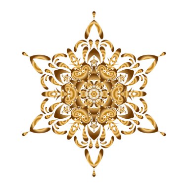 Gloden Mandala 'lı davetiye. Düğün kartı çizimi için vektör deseni. Beyaz arkaplanda klasik dekoratif öge.