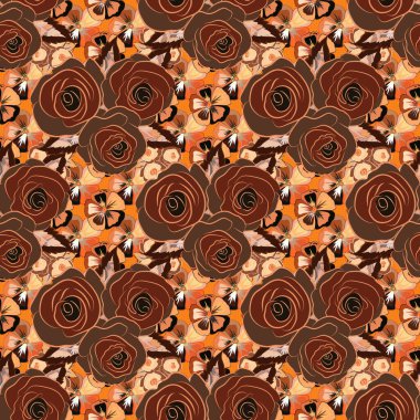 Renksiz çiçek vektör deseni çizimi