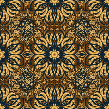 Mavi arka planda altın elementlerle kusursuz bir desen. Noel kartları, dekorasyon, menüler, ağ, afişler ve şarap ve tatillerle ilgili tasarımlar için iyidir. Vektör illüstrasyonu.