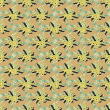 Renksiz çiçek vektör deseni çizimi