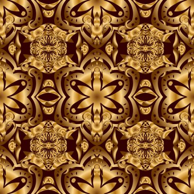 Baskı, kumaş ya da tekstil için altın desenli Tayland ipeği tasarımı. Taylandlı hatlar, kahverengi arka planda altın desenli. Izgaralı geleneksel Tayland altın arkaplan ve dokusu.