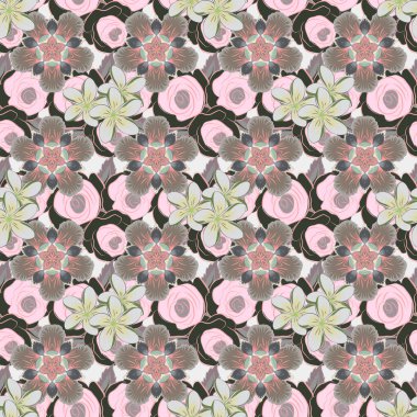 Renksiz çiçek vektör deseni 