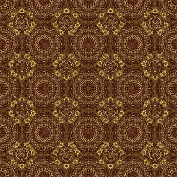 Seamless Golden Christmas Ornament Pattern Glittering Background Illustration Brown Backdrop — Stock Vector