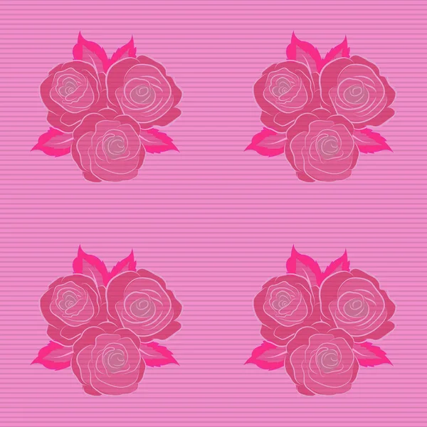 Modelo Exquísito Para Diseño Con Flores Rosa Vintage Retro Imprenta — Archivo Imágenes Vectoriales