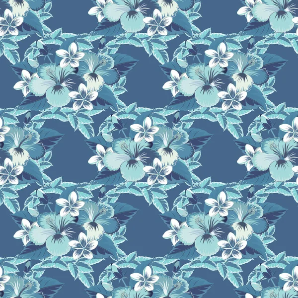 Płynny Wzór Niebieskimi Kwiatami Wektorowy Nadruk Tekstylny Bielizny Pościelowej Kurtki — Wektor stockowy