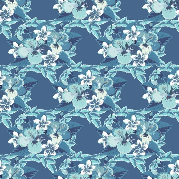 Modelo Sin Costura Con Flores Azules Impresión Textil Vectorial Para — Vector de stock