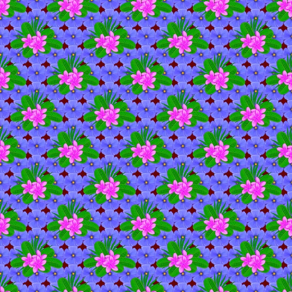 Rasterillustration Sömlös Blommönster Bakgrund Med Brokig Plumeria Blommor — Stock vektor