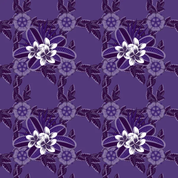 Modelo Floral Sin Costuras Colores Blancos Violeta Marrones Con Flores — Vector de stock