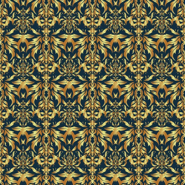 Klasik Dikişsiz Çiçek Deseni Kumaş Tekstil Dekorasyon Mavi Arkaplanda Yapımı — Stok Vektör