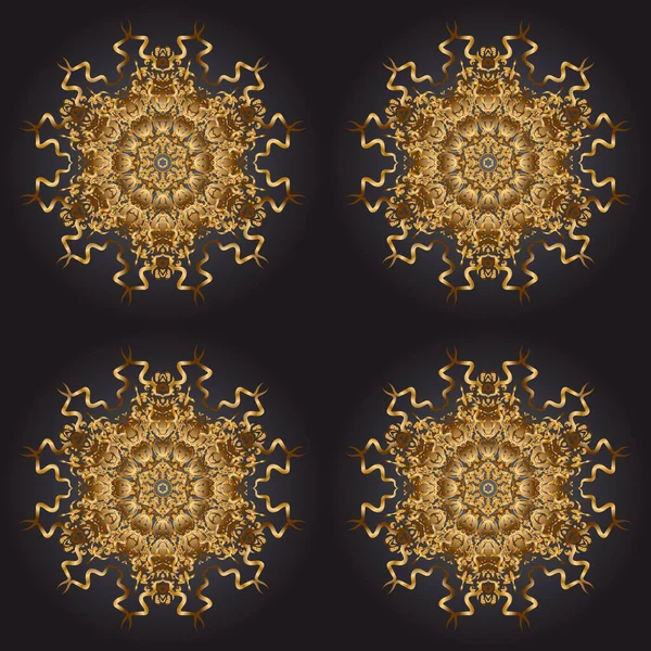 East Islam Thai Indian Ottomanska Motiv Vector Mandala Guld Svart — Stock vektor