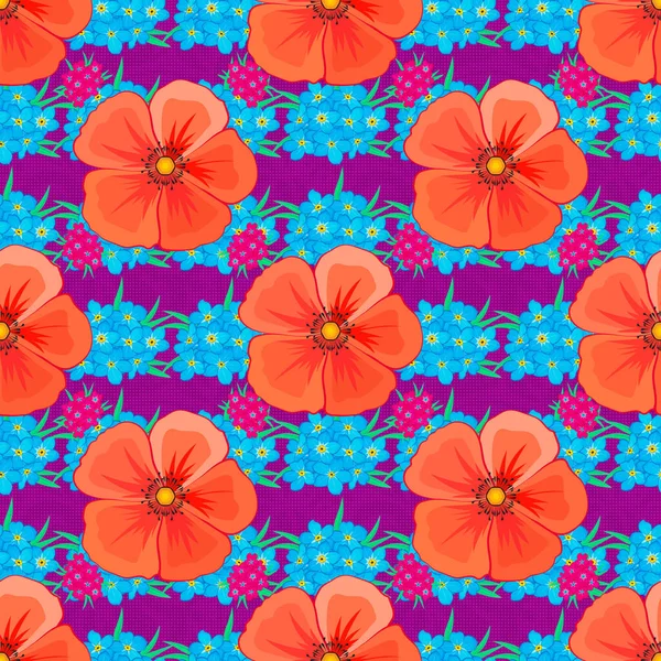 色シームレスな花ベクトルパターン — ストックベクタ