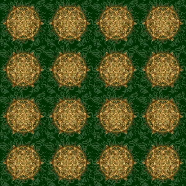 Modelo Mandala Sobre Fondo Verde Fondos Oro Mandala Este Islam — Vector de stock