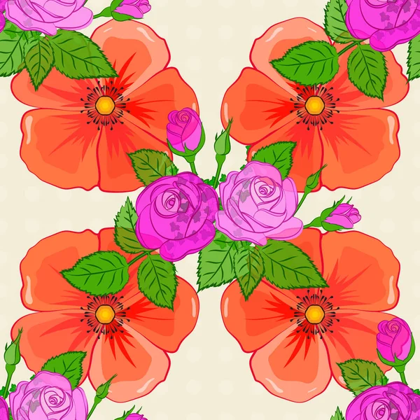 Color Seamless Floral Vector Pattern — Stock Vector