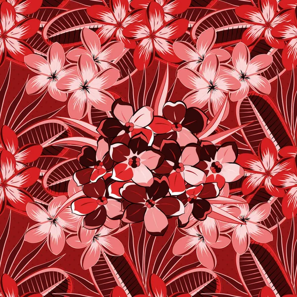 Modelo Floral Sin Costuras Vectores Con Flores Hojas Elementos Decorativos — Vector de stock