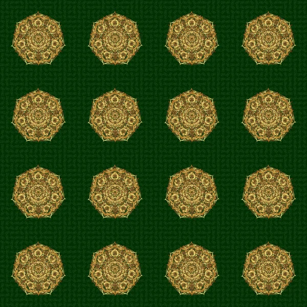 Estrella Oro Pintada Mano Con Elementos Elegantes Aislados Fondo Verde — Vector de stock