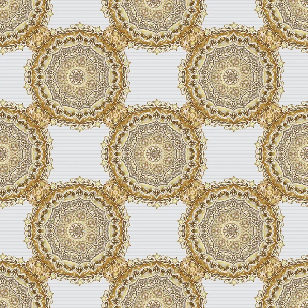 Vektör çizimi. Gri arkaplandaki altın rengi elementlerin kusursuz vektör görüntüsü. Duvar kağıdı, sunum, tasarım, tekstil için.