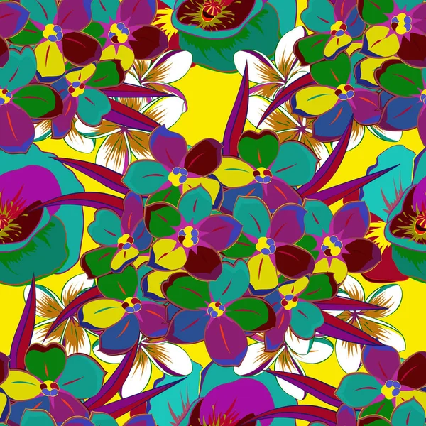 Illustration Vectorielle Impression Fleurs Primula Aquarelle Douce Motif Sans Couture — Image vectorielle