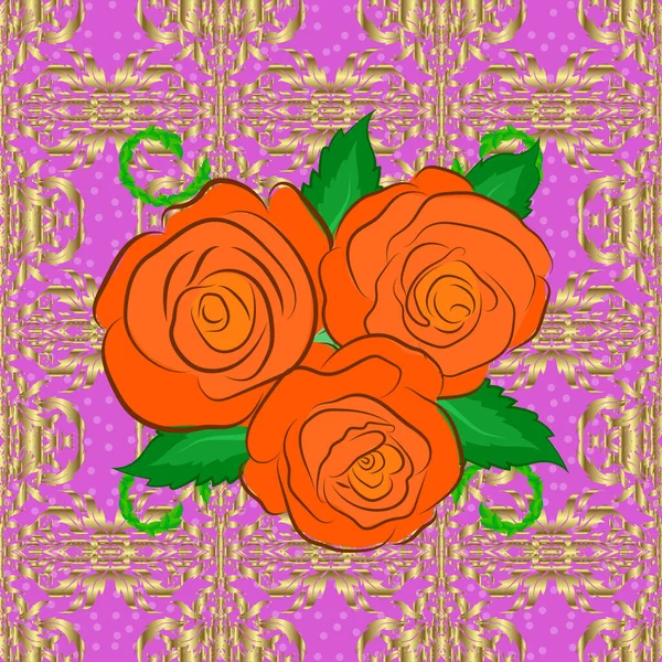 Parure Exquise Roses Feuilles Aquarelle Motif Sans Couture Avec Roses — Image vectorielle