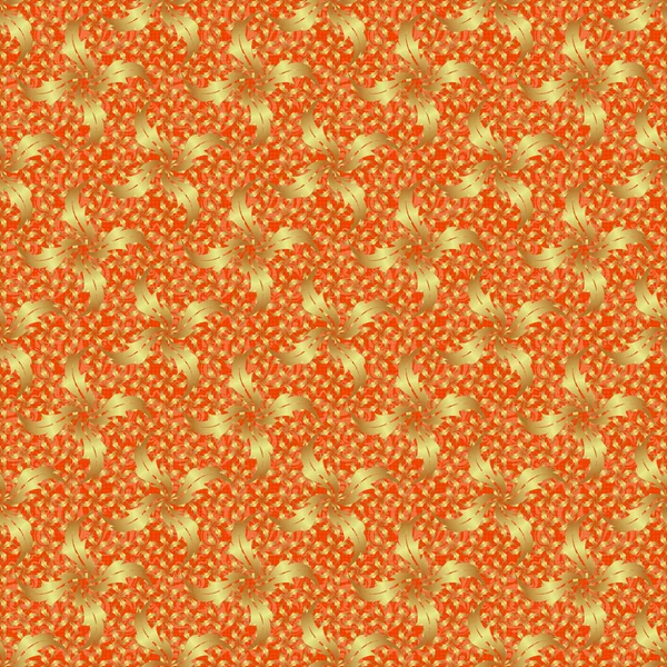 Nahtloses Goldenes Vintage Muster Auf Orangefarbenem Hintergrund Vektor Alte Marokkanische — Stockvektor