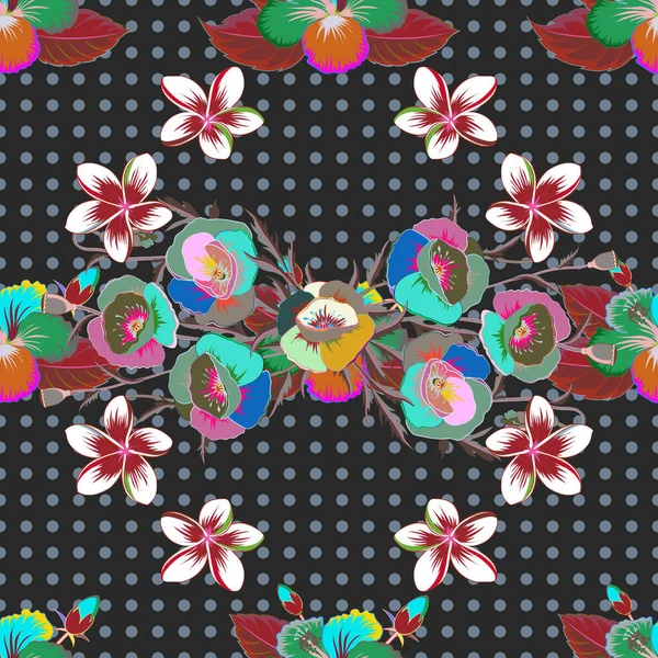 小さなシンプルな花の多色の装飾 デザインと繊維のためのベクトル抽象 — ストックベクタ