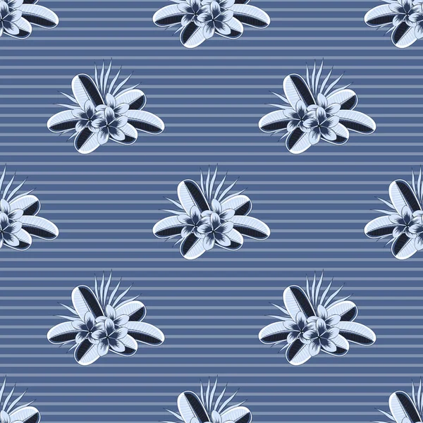 Vector Plumeria Fleur Motif Sans Couture Gris Violet Bleu — Image vectorielle