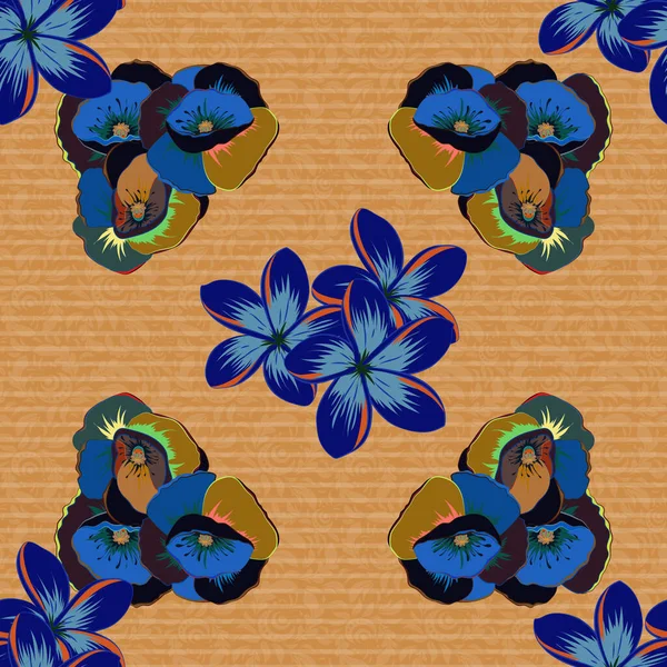 Modelo Floral Sin Costuras Del Vector Con Flores Plumeria Hojas — Vector de stock