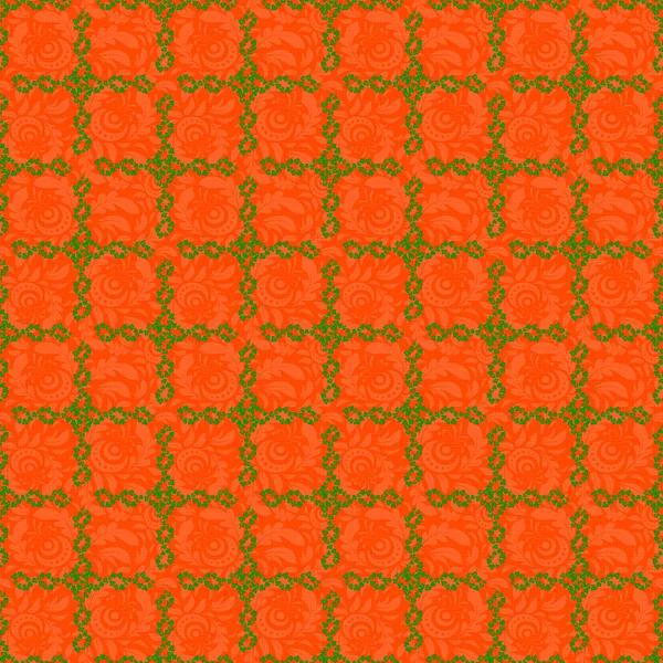 Vector Illustration Seamless Pattern Cute Flowers Orange Background — Stock Vector