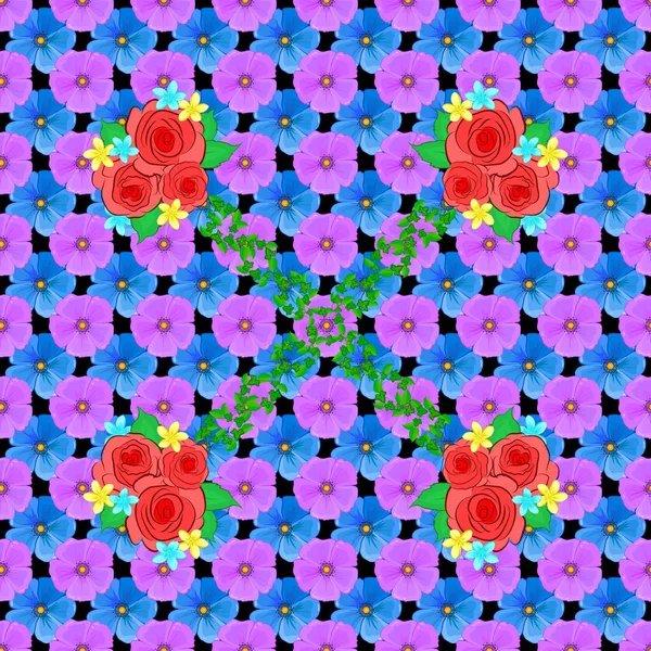 Jasné Krásné Růže Květiny Zelené Listy Hladké Pozadí Abstraktní Roztomilý — Stockový vektor