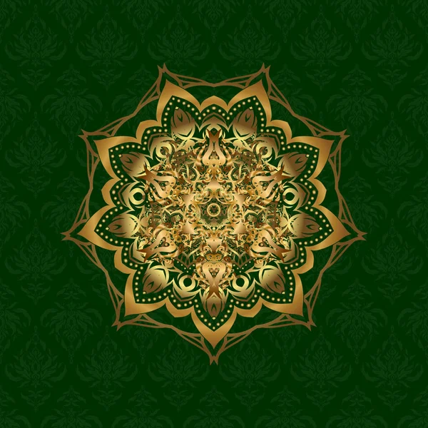 Винтажные Декоративные Элементы Ислам Арабика Индийские Оттоманские Мотивы Рисунок Зеленом — стоковый вектор