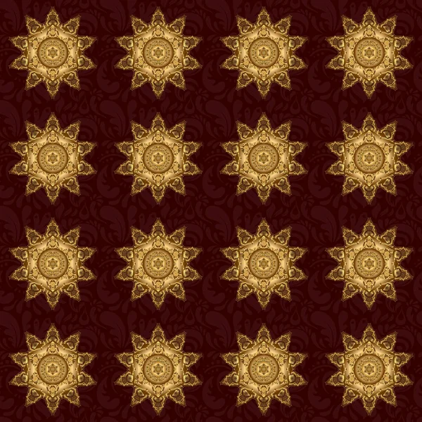 Kahverengi Arka Planda Raster Altın Mandala Şekli Zole Logo Biyoloji — Stok Vektör