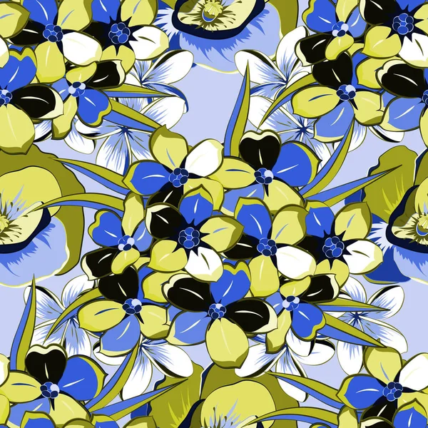 Motif Floral Sans Couture Dans Jolies Fleurs Oubliées Gris Bleu — Image vectorielle