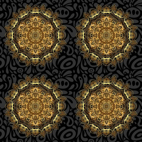 Abstracto Marco Mandala Oriental Con Lámina Oro Decorativa Diseño Para — Archivo Imágenes Vectoriales