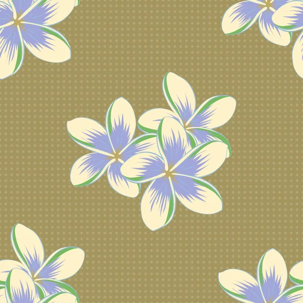 Modern Plumeria Flower Pattern Royal Plumerias Colored Orient Pattern Blue — Stock Vector