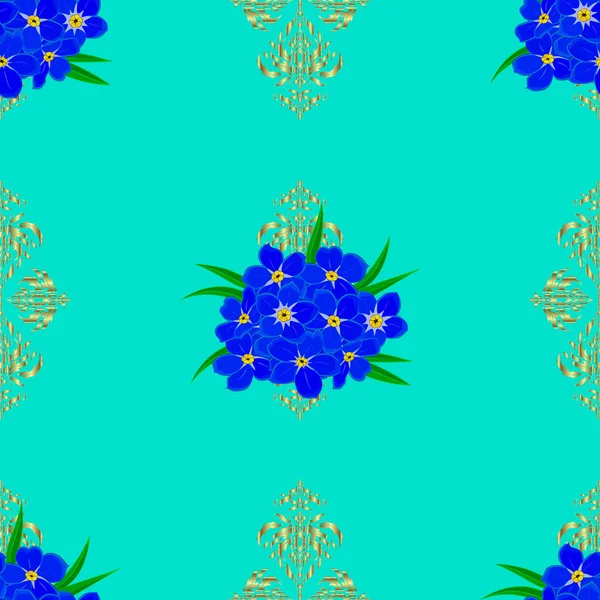 Абстрактный Векторный Узор Цветками Синего Зеленого Цветов — стоковый вектор