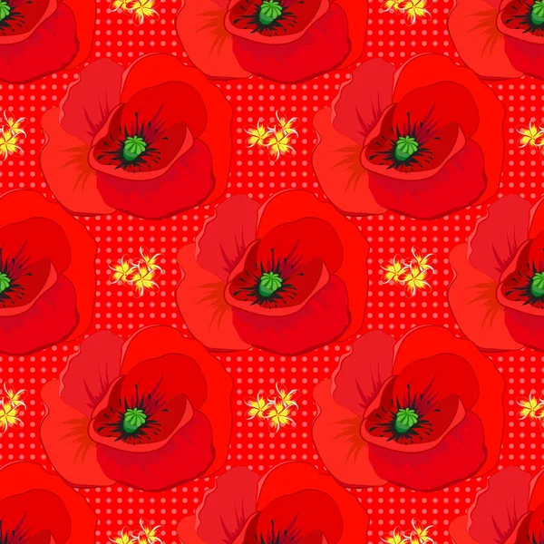 Красиві Акварельні Макові Квіти Червоному Тлі Яскрава Картина Надихнула Маковий — стоковий вектор