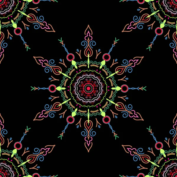 Modelo Tribal Abstracto Sin Costuras Colores Rosa Rojo Verde Textura — Vector de stock