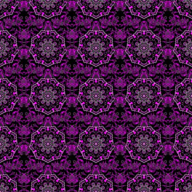 Kusursuz damaske deseni. Mor renkli Victoria dönemi desenli klasik süslemeler. Vektör illüstrasyonu.