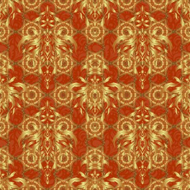 Kahverengi arka plandaki altın elementlerin dokusu. Raster altın pürüzsüz desen.