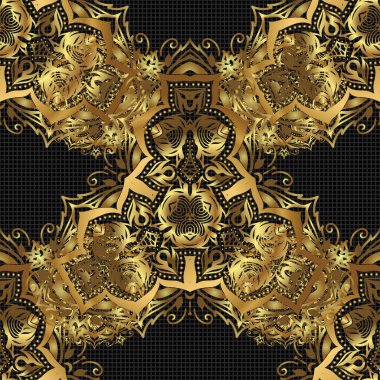 Lüks altın desenli taşıyıcı. Siyah bir arkaplanda altın pürüzsüz desen.