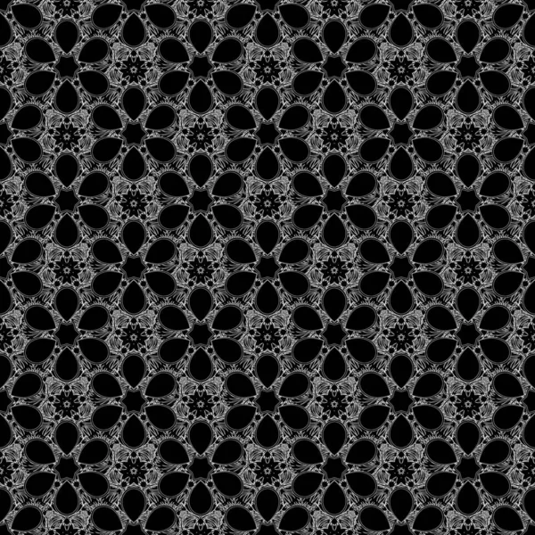 无缝隙抽象的现代轮廓图案 轮廓几何重复矢量装饰与等高线白色和黑色元素 — 图库矢量图片