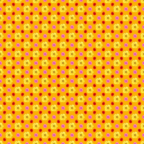 Безшовний Квітковий Візерунок Милих Квітах Жовтому Тлі — стоковий вектор
