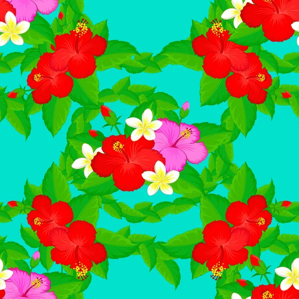 Ilustración Vectorial Barnizada Tropical Con Muchas Flores Abstractas Motley Sobre — Vector de stock