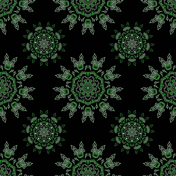 Ornamento Floral Colores Verdes Grises Fondo Sin Costuras Del Vector — Archivo Imágenes Vectoriales