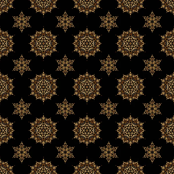 Zwart Gouden Patroon Oosterse Vector Klassiek Patroon Naadloos Abstract Patroon — Stockvector