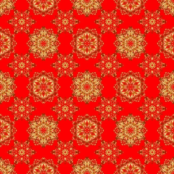 Roter Und Goldener Vintage Textildruck Islamisches Vektordesign Nahtlose Muster Orientalische — Stockvektor